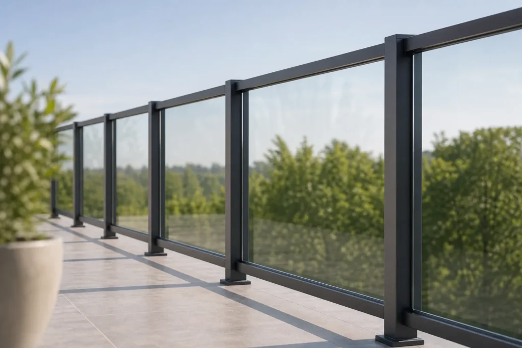 Balkongeländer aus Glas bietet freien Blick ohne Sichtbehinderung