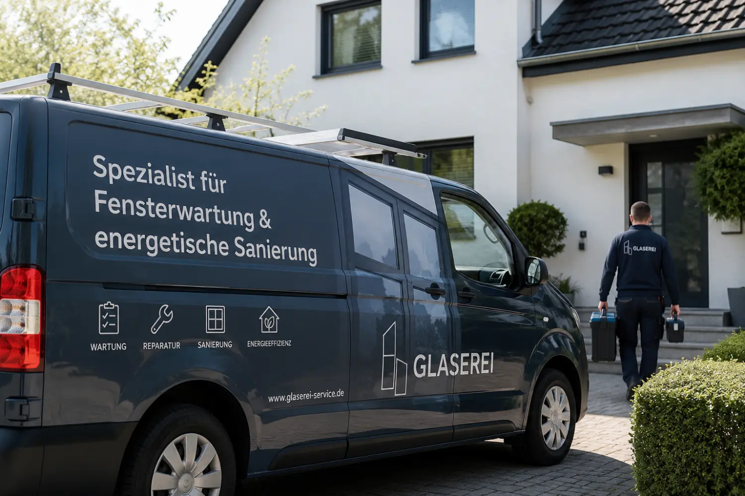 Glaser-Fachkraft beim präzisen Austausch einer spröden Fensterdichtung